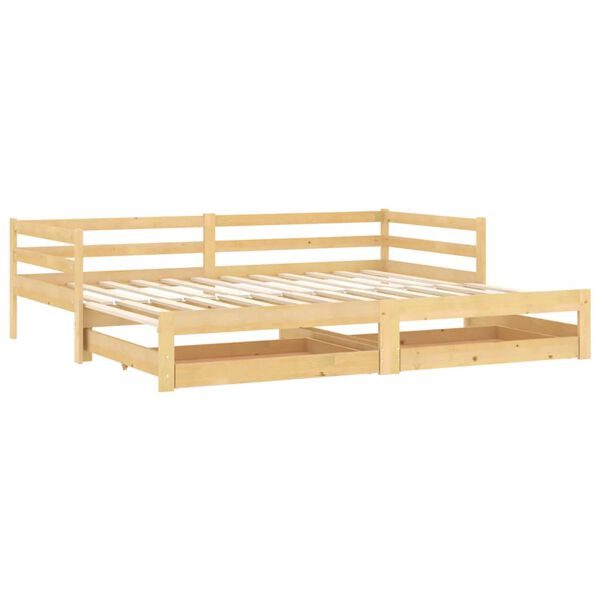 vidaXL Lit coulissant sans matelas 2x(90x200) cm Bois de pin massif