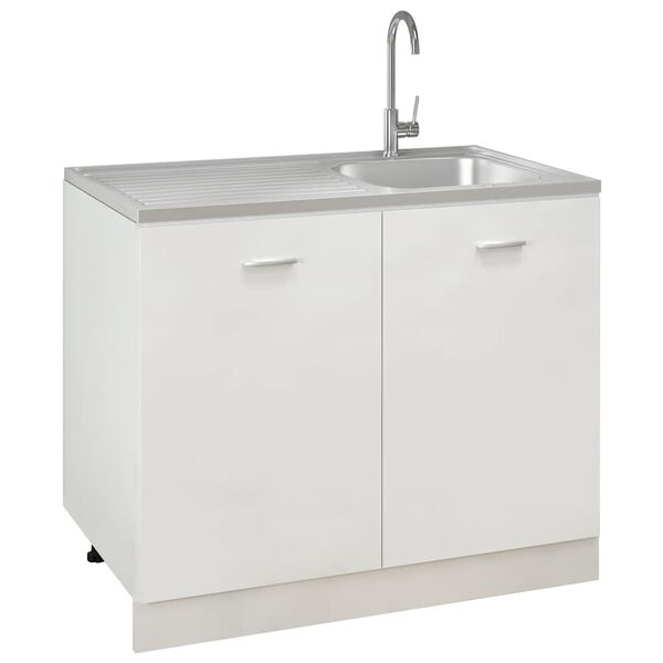 vidaXL Jeu d'&eacute;vier de cuisine et &eacute;gouttoir argent&eacute; 1000x600x155mm inox