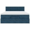 vidaXL Cadre de lit ottoman avec matelas bleu fonc&eacute; 140x200 cm velours