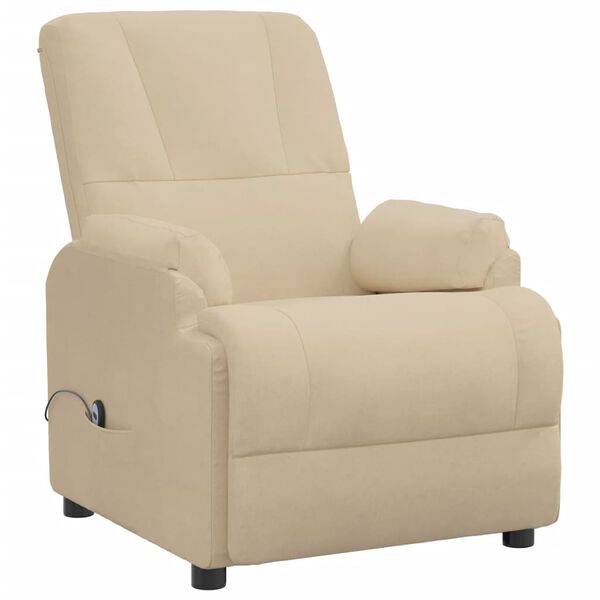 vidaXL Fauteuil inclinable Cr&egrave;me Similicuir daim