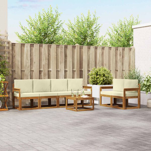 vidaXL Ensemble de canap&eacute;s d'ext&eacute;rieur 7 pcs Naturel et Cr&egrave;me
