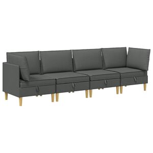 vidaXL Canap&eacute; modulaire avec rangement 4 pcs Gris fonc&eacute; Tissu