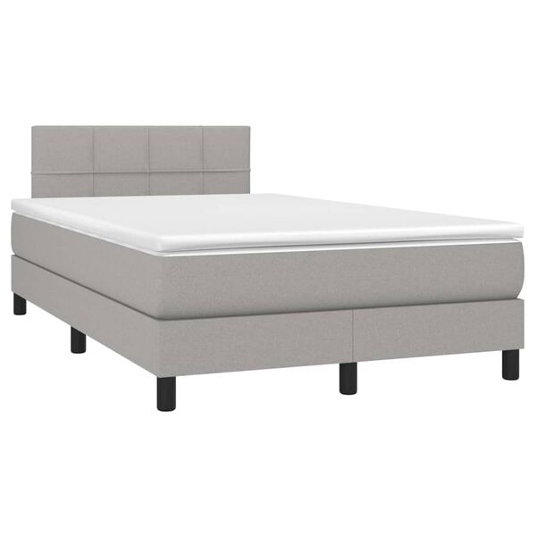 vidaXL Sommier &agrave; lattes de lit et matelas gris clair 120x190 cm tissu