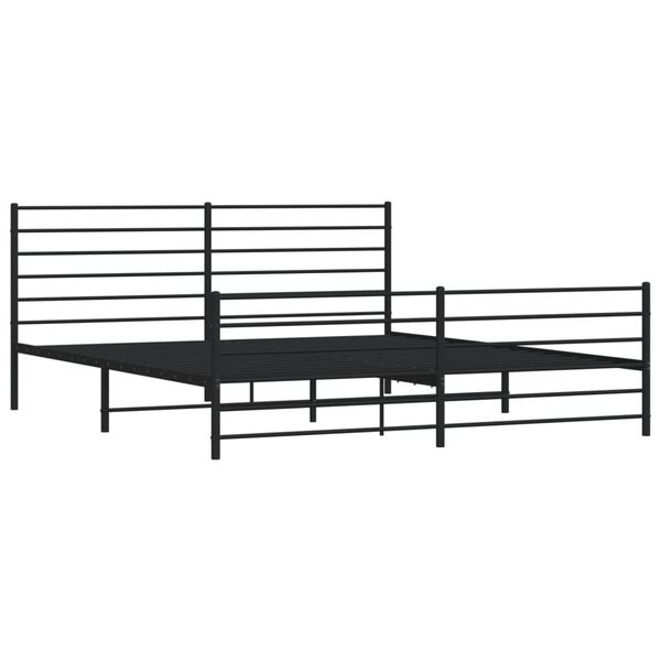 vidaXL Cadre de lit m&eacute;tal sans matelas avec pied de lit noir 200x200cm
