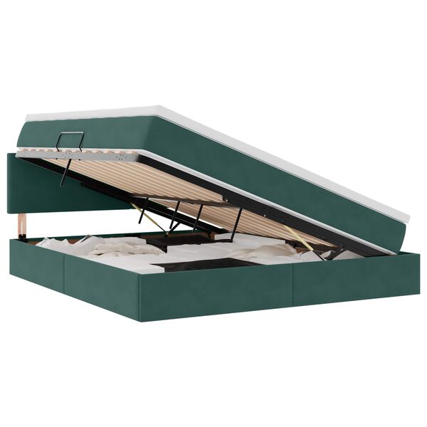 vidaXL Lit de Rangement avec matelas Vert foncé 160 x 200 cm Velours