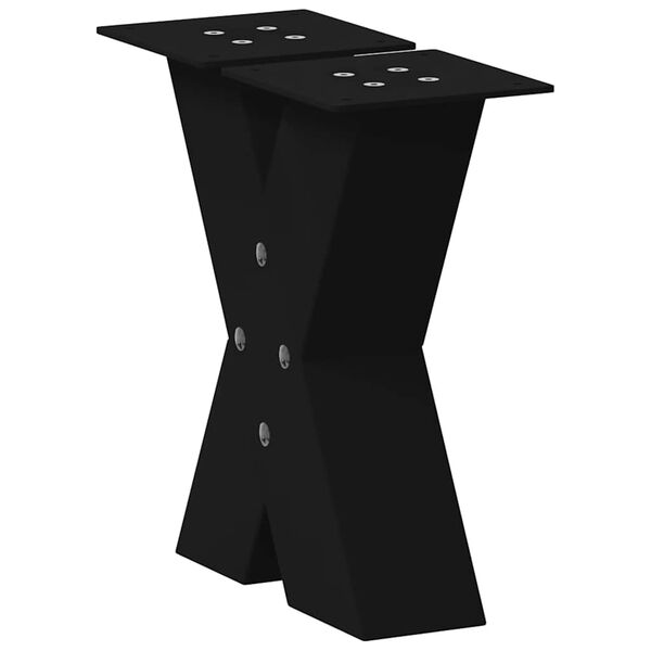 vidaXL Pieds de table basse en forme de X, 2 pi&egrave;ces, noir, 30 x (30-31) cm, acier