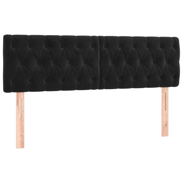 vidaXL T&ecirc;tes de lit 2 pcs Noir 72x7x78/88 cm Velours