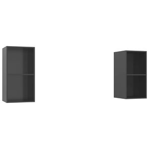 vidaXL Meubles TV muraux 2 pcs Gris brillant Bois d'ingénierie