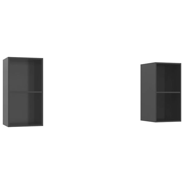 vidaXL Meubles TV muraux 2 pcs Gris brillant Bois d'ingénierie