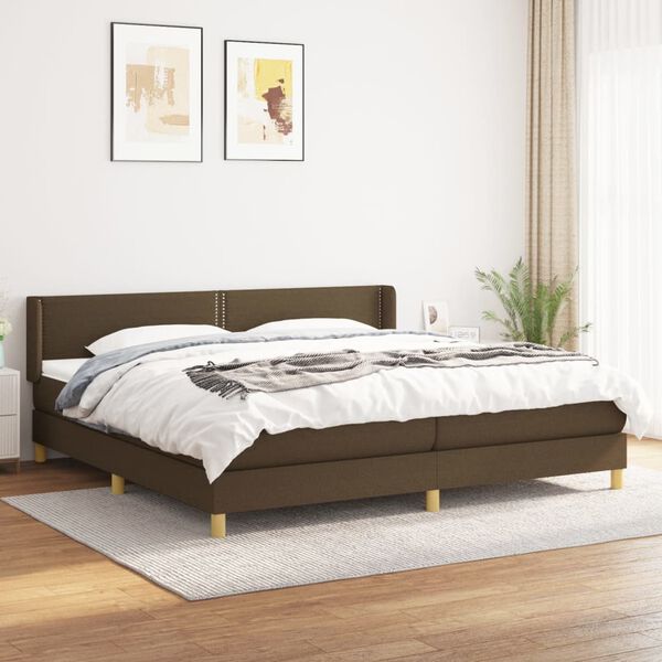 vidaXL Sommier &agrave; lattes de lit avec matelas Marron fonc&eacute; 200x200 cm