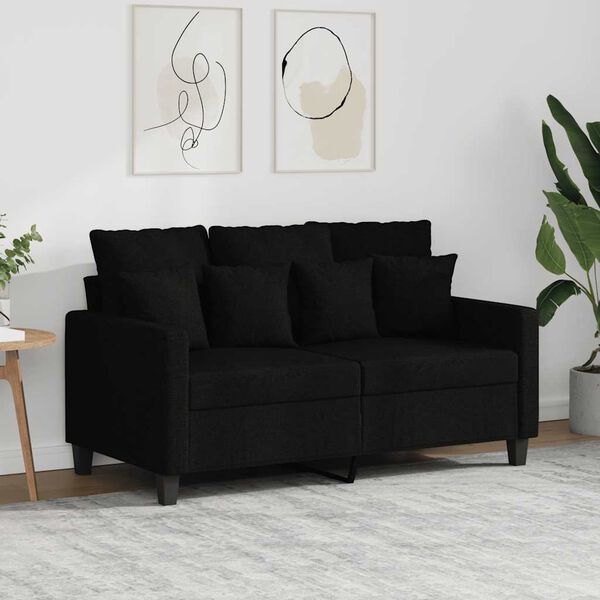 vidaXL Canap&eacute; &agrave; 2 places Noir 120 cm Tissu