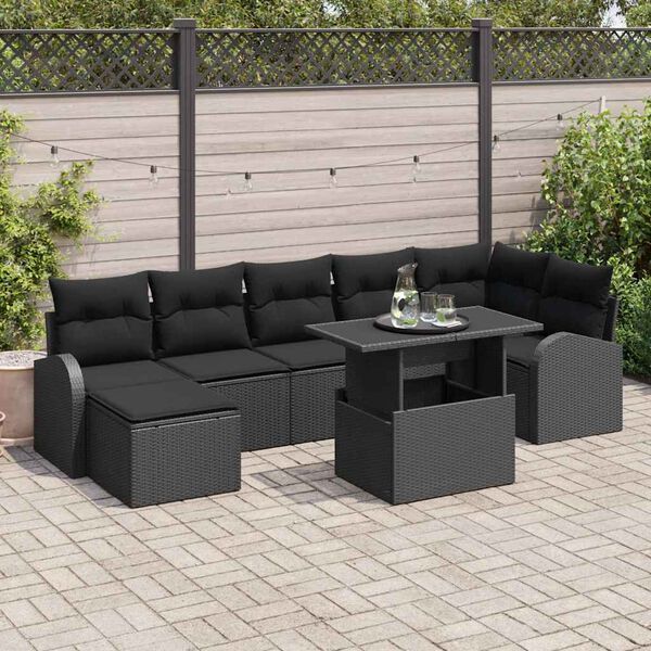 vidaXL Ensemble de canapé de jardin avec coussin 8 pcs Noir