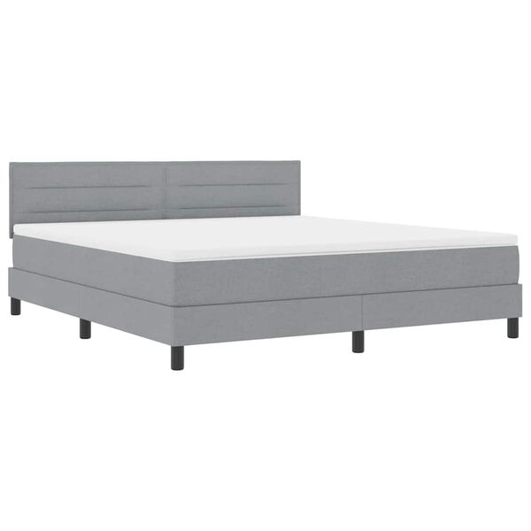 vidaXL Lit &agrave; ressorts avec matelas Gris clair 180 x 200 cm tissu
