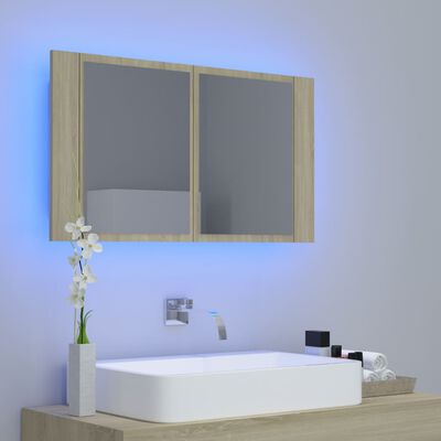 vidaXL Armoire de salle de bain à miroir à LED Chêne sonoma 80x12x45cm