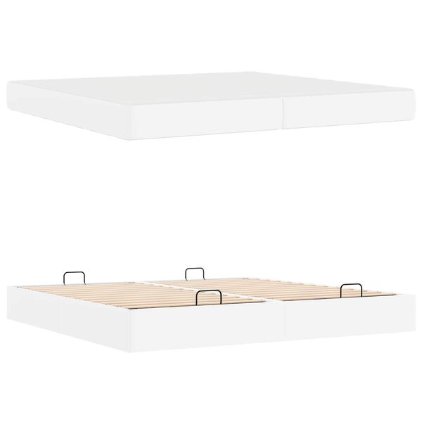 vidaXL Cadre de lit avec matelas Blanc pur 200 x 200 cm Faux cuir