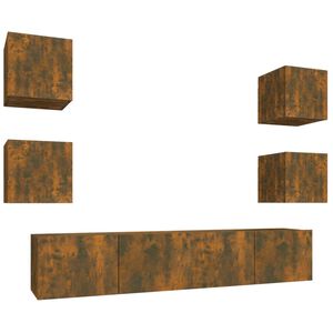 vidaXL Ensemble de meubles TV 6 pcs Ch&ecirc;ne fum&eacute; Bois d'ing&eacute;nierie