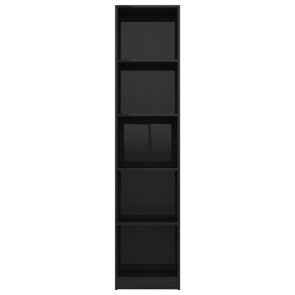 vidaXL Biblioth&egrave;que &agrave; 5 niveaux Noir brillant Bois d&rsquo;ing&eacute;nierie