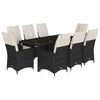 vidaXL Ensemble &agrave; manger de jardin 9pcs coussins noir r&eacute;sine tress&eacute;e