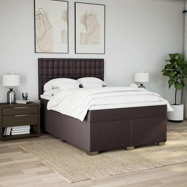 vidaXL Sommier &agrave; lattes de lit avec matelas Marron fonc&eacute; 140x190 cm