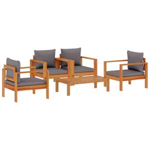 vidaXL Salon de jardin avec coussins 5 pcs Bois d'acacia solide
