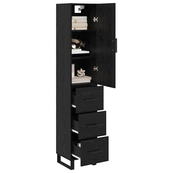 vidaXL Haut Armoire Ch&ecirc;ne noir 34,5 x 34 x 180 cm Bois d'ing&eacute;nierie