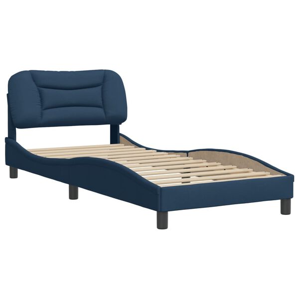 vidaXL Cadre de lit sans matelas Hvar bleu 90x200 cm tissu
