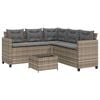 vidaXL Canap&eacute; de jardin avec table et coussins en forme de L gris
