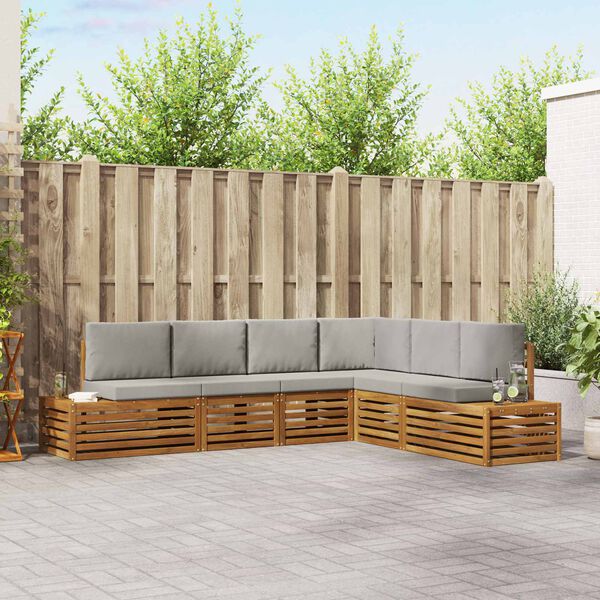 vidaXL Ensemble de canap&eacute;s d'ext&eacute;rieur 6 Pi&egrave;ce Gris Naturel et Clair