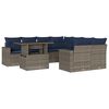 vidaXL Ensemble de canap&eacute; de jardin 9 pcs avec coussins gris r&eacute;sine tress&eacute;e