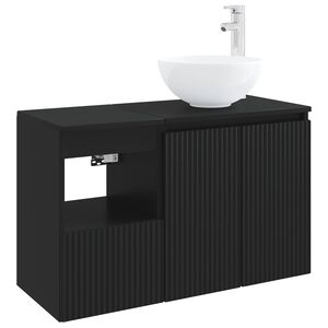 vidaXL Ensemble de mobilier de salle de bain 2 pc Noir