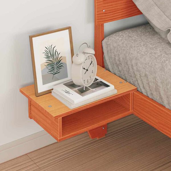 vidaXL Cadre de lit avec tête de lit Brun cire 100 x 200 cm Pin massif