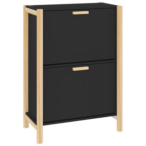 vidaXL Armoire &agrave; chaussures Noir 57,5x33x80 cm Bois d'ing&eacute;nierie