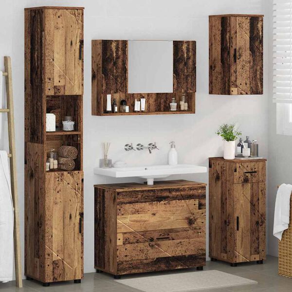 vidaXL Ensemble de mobilier de salle de bain 5 pcs Bois Ancien