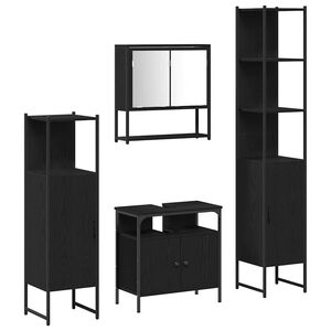 vidaXL Ensemble de mobilier de salle de bain 4 pc Ch&ecirc;ne noir