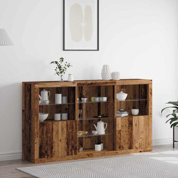vidaXL Buffet LED Bois ancien 181,5 x 37 x 100 cm Bois d'ing&eacute;nierie