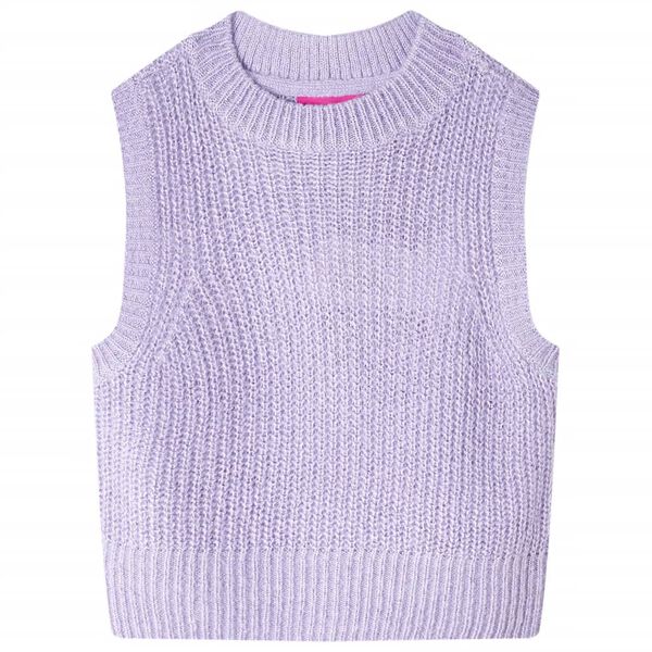 Gilet pull-over tricot&eacute; pour enfants lilas clair 116