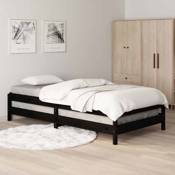 vidaXL Lit empilable sans matelas noir 80x200 cm bois massif de pin
