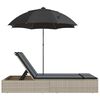 vidaXL Chaise longue double avec coussins et parasol gris clair rotin