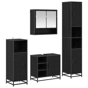 vidaXL Ensemble de mobilier de salle de bain 4 pcs Ch&ecirc;ne noir