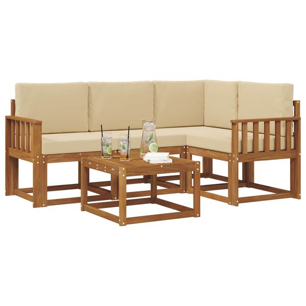 vidaXL Ensemble de canap&eacute;s d'ext&eacute;rieur 5 pcs Naturel et Beige
