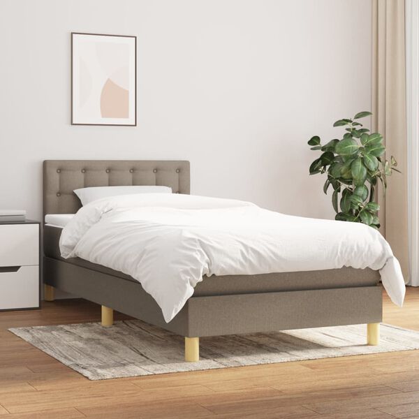 vidaXL Sommier &agrave; lattes de lit avec matelas Taupe 80x200 cm Tissu