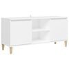 vidaXL Meuble TV avec pieds en bois massif Blanc 103,5x35x50 cm