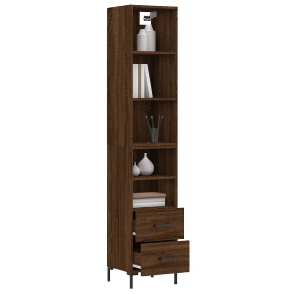 vidaXL Buffet haut Ch&ecirc;ne marron 34,5x34x180 cm Bois d'ing&eacute;nierie