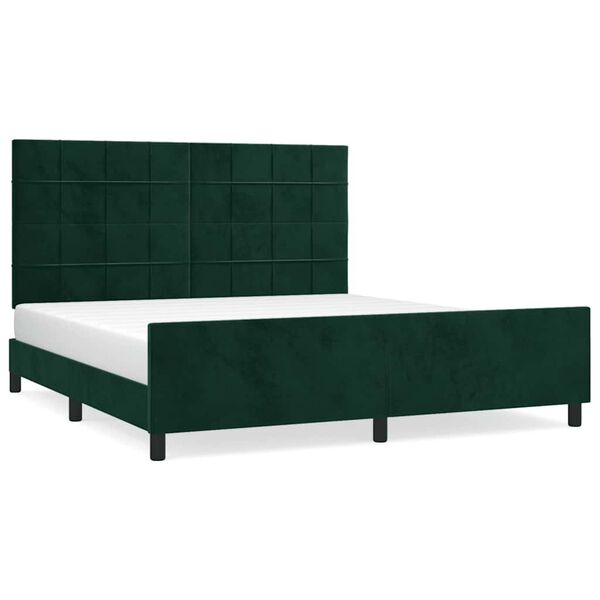 vidaXL Cadre de lit sans matelas vert fonc&eacute; 160x200 cm velours
