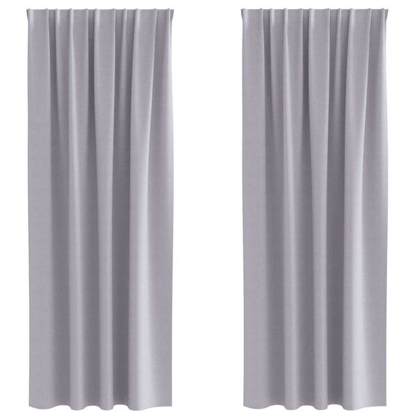 vidaXL Rideaux occultants avec anneaux 2 pcs Gris m&eacute;tal 225 x 140 cm