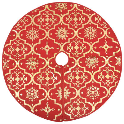 vidaXL Jupe de sapin de Noël de luxe avec chaussette Rouge 122cm Tissu