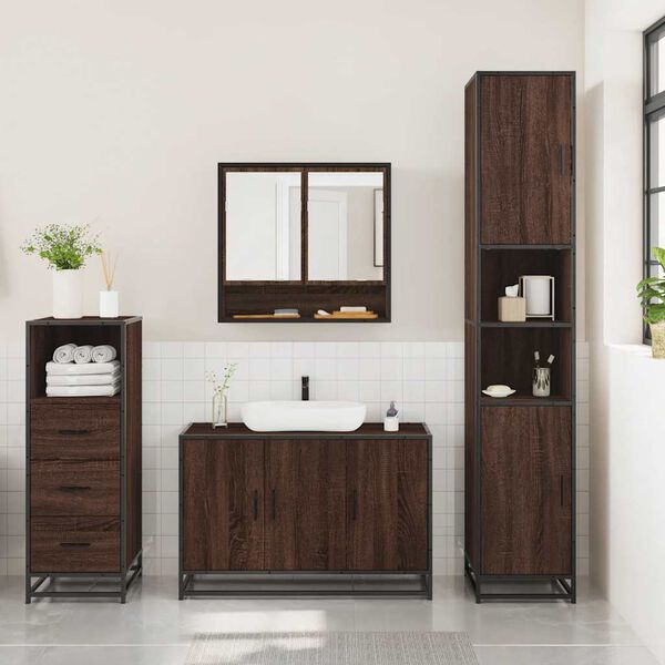 vidaXL Ensemble de meubles de salle de bain 3 pcs Ch&ecirc;ne marron