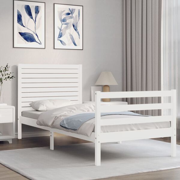 vidaXL Cadre de lit sans matelas blanc bois massif