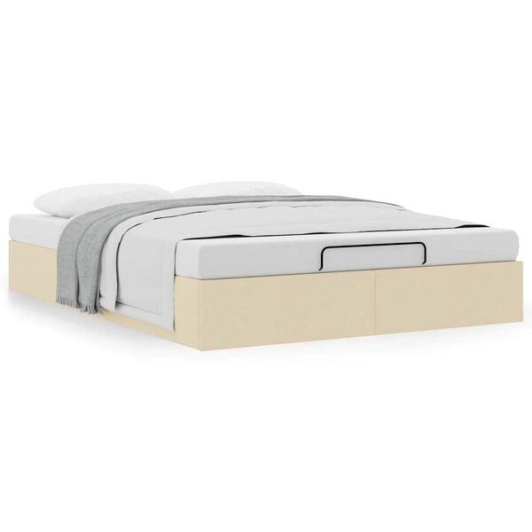 vidaXL Cadre de lit ottoman sans matelas cr&egrave;me 140x190 cm tissu