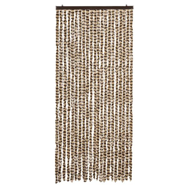 vidaXL Rideau anti-mouches beige et marron 90x200 cm chenille